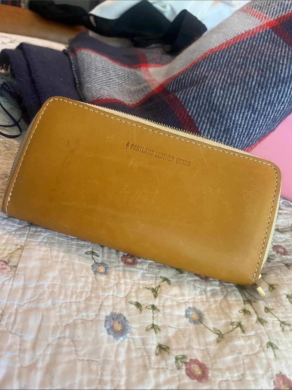 Mustard Yellow Leather Zip Wallet